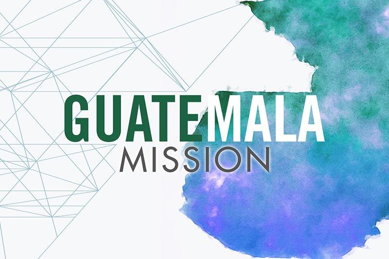 blue abstract graphic saying "Guatemala Mission"